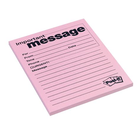 Sticky Note 072378 Telephone Message Pad Pink 50 Sheets Pad
