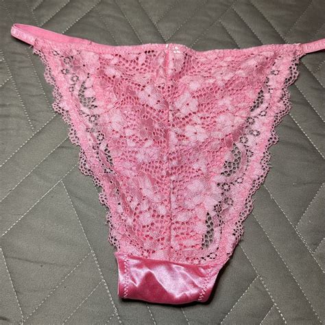 Nwot Shiny Slick Pink Second Skin Satin Lace Bikini Panties Size M6