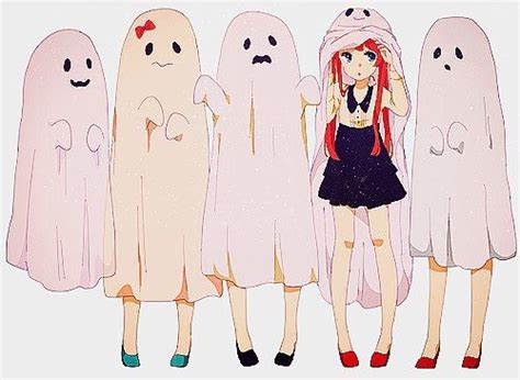 Anime Anime Girls Ghost Red Hair Dress Ribbon Kawaii Halloween