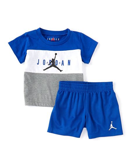 Jordan Baby Boys 12 24 Months Short Sleeve Tri Blocked Tee And Shorts Set