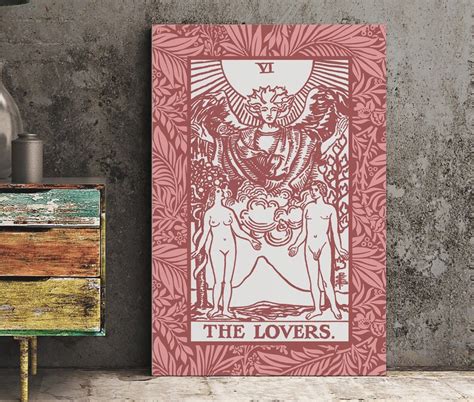 The Lovers Pink Tarot Card Print The Lovers Card Pink Etsy