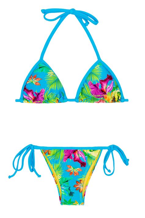 Vick Tropical Print Triangle Bikini Set Bikini Set Triangle Bikini My