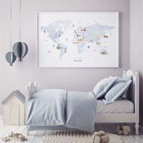 World Map Art Print Kinder Zimmer Kinderzimmer Und Einrichtung