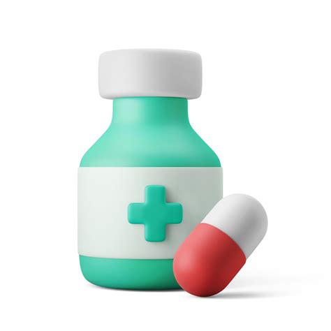 Médecine Capsule Pilule Médicament Avec Bouteille Icône 3d Illustration