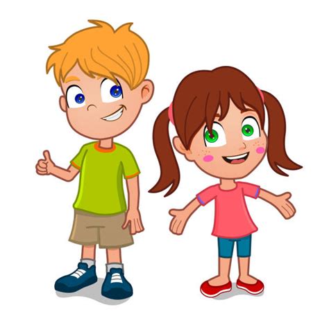 Cartoon Of The Brother And Sister Hugging Illustrations Royalty Free