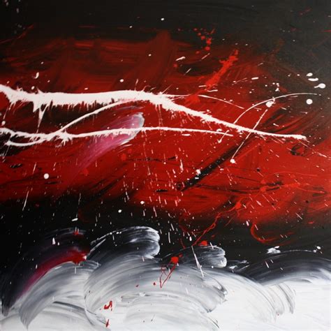 Huge Canvas Abstract Painting White Red Black Modern Wall