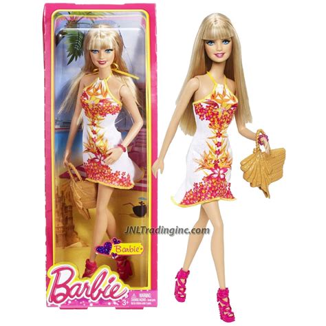 barbie fashionistas 12 doll barbie bhy13 in white neck strap dress with flower print plus