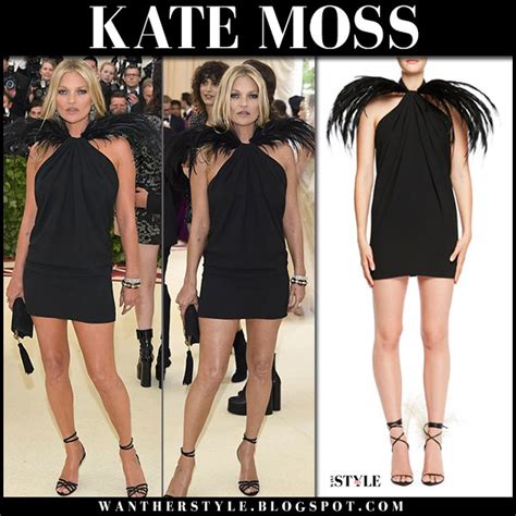 Kate Moss In Black Mini Dress With Feathers At Met Gala 2018 ~ I Want