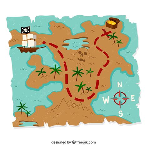 Free Vector Treasure Map Background With Elements