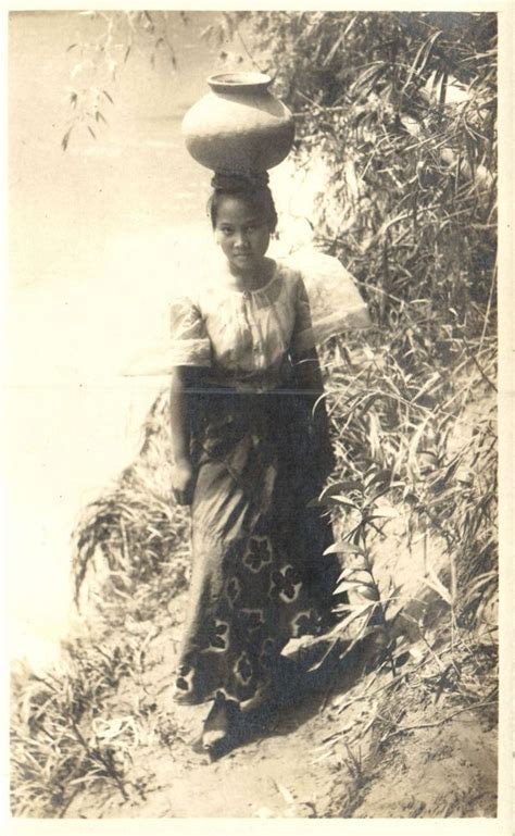 A Beautiful Filipina Fetching Water Early 1900 Philippines Culture