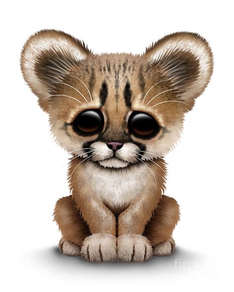 Cute Baby Cougar Cub Digital Art By Jeff Bartels Pixels