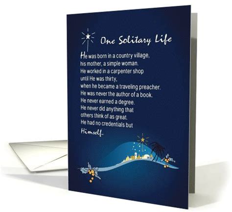 One Solitary Life Religious Christmas Card Dark Blue With Star