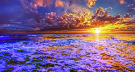 Golden Sunset Blue Waves Dark Sea Photograph By Eszra Tanner Fine Art