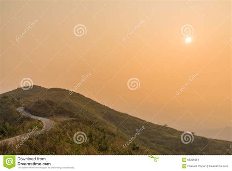 Curve Road Over The Hill At Sunset Stock Photo Image Of Road Line