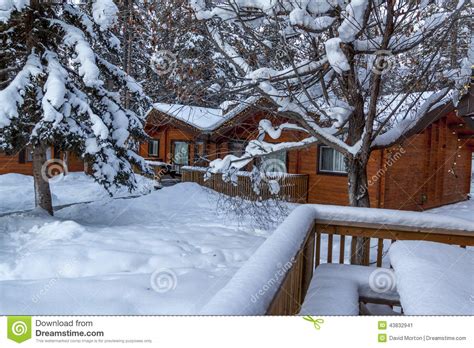 Snow Scene With Log Cabins Stock Image Image Of Snow 43832941