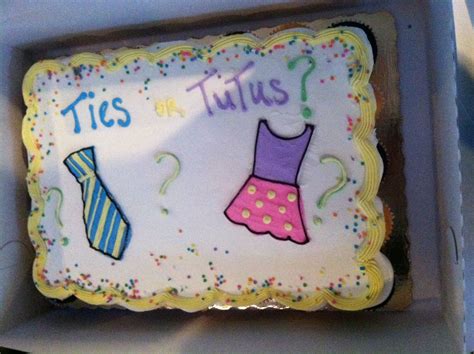 ties or tutus gender reveal cupcake cake colored icing inside reveals gender tutus gender