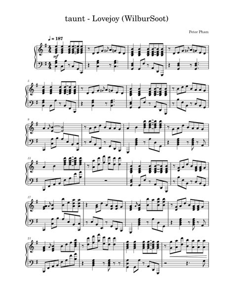 Taunt Lovejoy Wilbursoot Sheet Music For Piano Solo