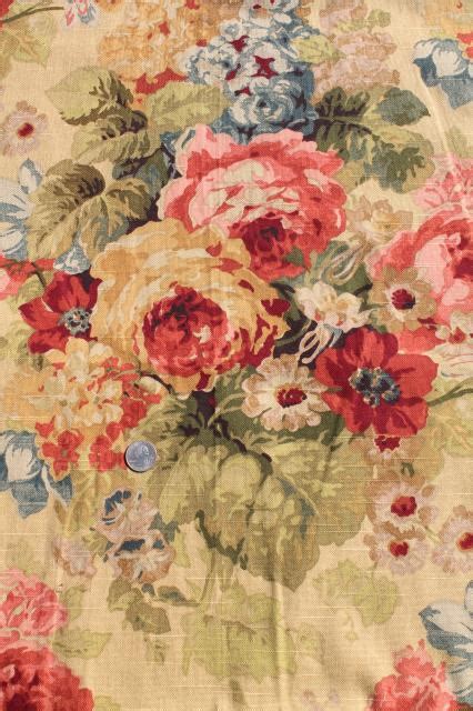 Vintage floral fabric, upholstery material, mid century fabric, upholstery fabric, orange & brown flowers, size 45 x 56 girlgoesvintage. vintage roses print curtains & fabric lot, Waverly Norfolk ...