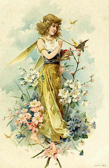 Bumble Button Darling Antique Victorian Fairy Postcards Free Clipart