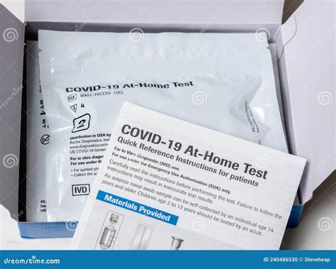 Self Test At Home Covid 19 Testing Kit With Instructions Editorial