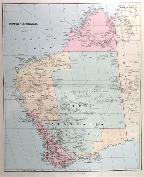 Western Australia A Large Detailed Map Showing Various Expedition