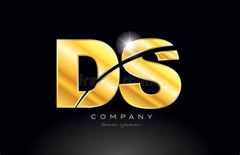 Combination Letter Ds D S Gold Golden Alphabet Metal Logo Icon Design