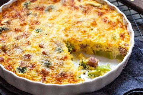 Cheesy Crustless Quiche With Broccoli And Ham Recipe