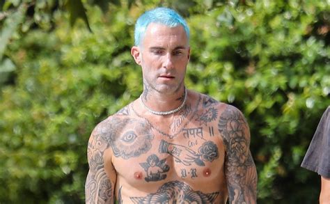Adam Levine Puts His Many Tattoos On Display While Shirtless After A Workout Photos Adam
