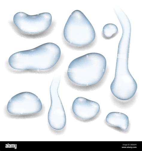 Big Realistic Vector Water Drops Isolated White Background Set Of Drop