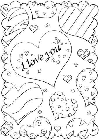 Coloring pages i love you free to print. Valentine's Day Card "I Love You" coloring page | Free ...