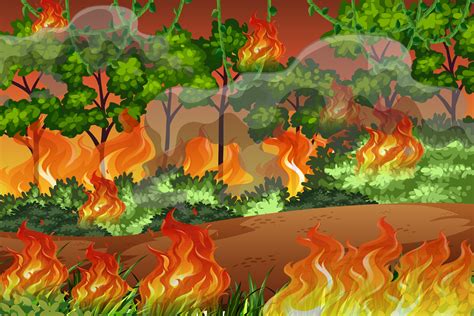 Fire In The Forest 301019 Vector Art At Vecteezy