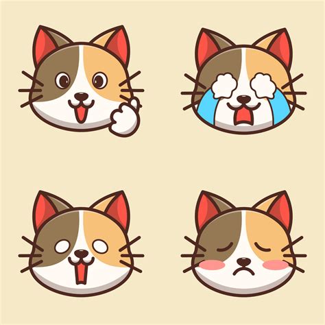 Paquete De Emoticones Lindo Gatito Adorable Vector En Vecteezy