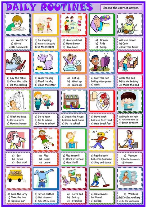 Daily Routines New Multiple Choice Activity Worksheet Free Esl