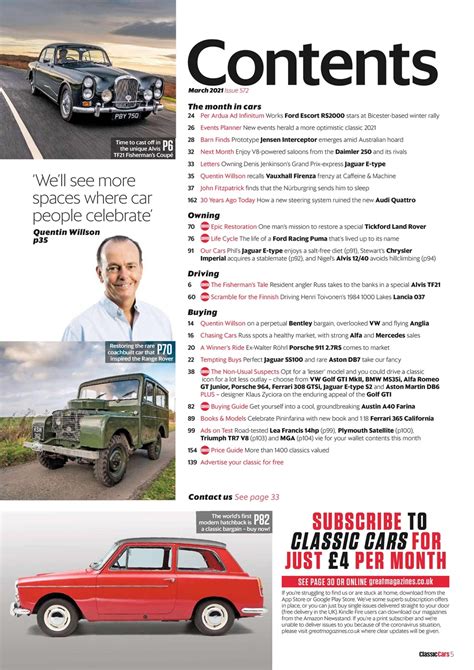 Classic Cars Magazine March 2021 Subscriptions Pocketmags