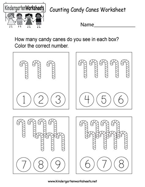 Counting Candy Canes Worksheet Free Kindergarten Holiday Worksheet