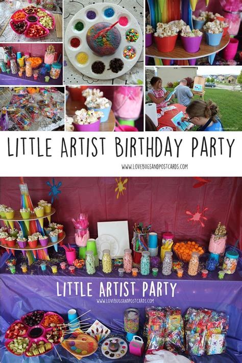 Little Artist Birthday Party Lovebugs And Postcards Artist Birthday