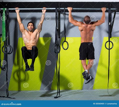 Crossfit Toes To Bar Men Pull Ups 2 Bars Workout Stock Image Image Of