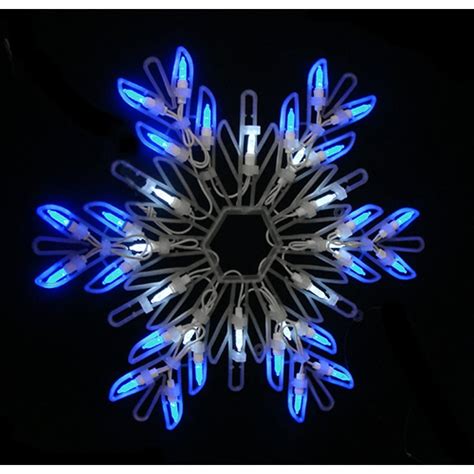 15 Pure White And Blue Led Lighted Snowflake Christmas Window Decoration