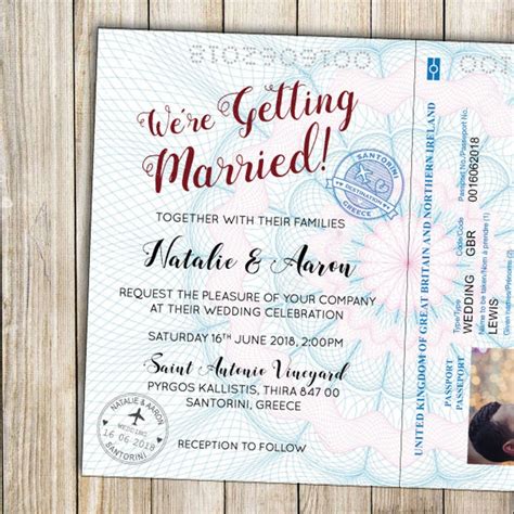 Passport Style Printable Wedding Invitation Etsy