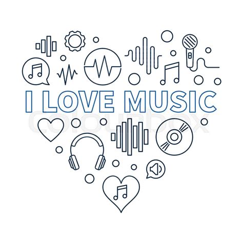I Love Music Heart Concept Outline Stock Vector Colourbox