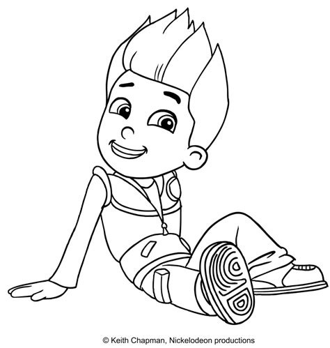 Ryder Paw Patrol Coloring Page Sitting And Happy