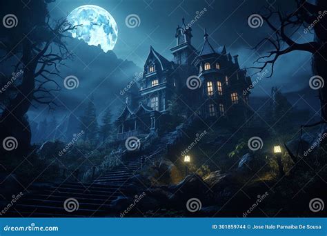 Haunted Mansion On The Hill A Haunted Mansion Stock Illustration