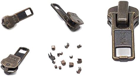 Zipper Repair Kit 5 Ykk Antique Brass Auto Lock Sliders 5 Sliders
