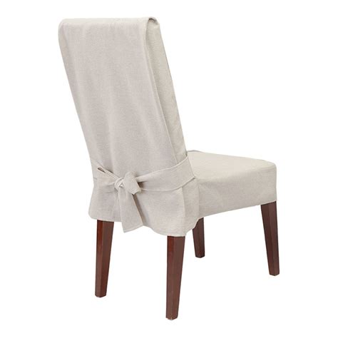 Adjustable back tie provides a custom like fit. Farmhouse Basketweave Dining Room Chair Slipcover ...