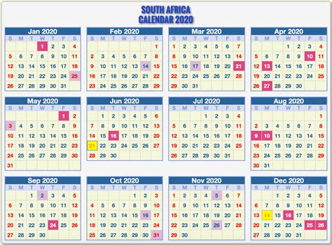 20 2021 Holidays South Africa Free Download Printable Calendar