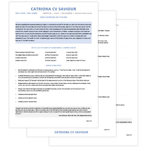 Australian immigration provides you with remarkable opportunities to study and work resulting in improved standards of living. Featured Australian Resume Template from Catriona Herron ...