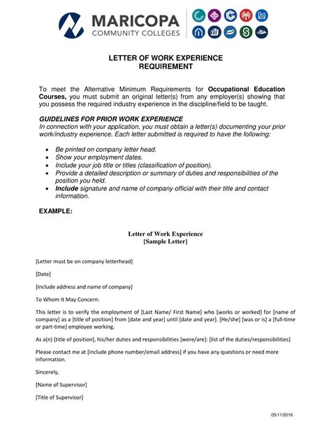 Job Experience Letter Sample From Employer Word Format