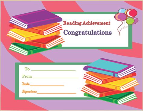 Reading Achievement Award Certificate Template