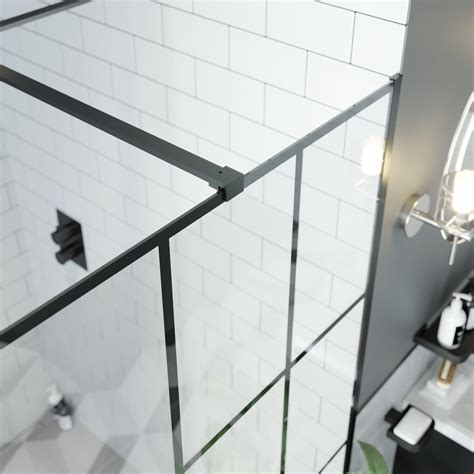 Mode 8mm Black Framed Wet Room Glass Panel Shower Tray Sizes Walk In Shower