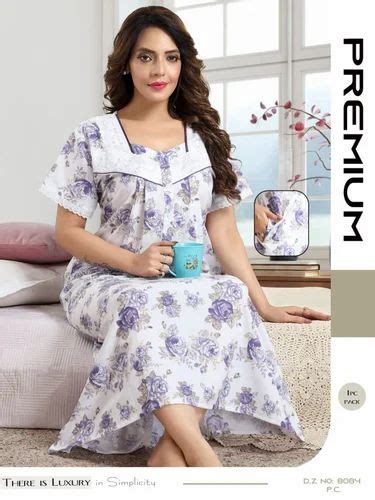 Purple Pc Cotton Embroidery Double Lace Nighty At Rs 385piece Ladies Cotton Nighty In Mumbai